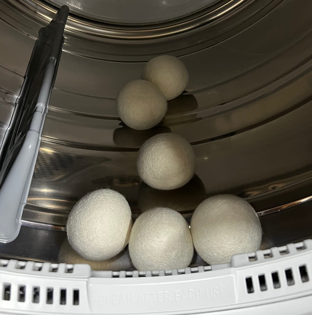 Wool Dryer Balls in dryer